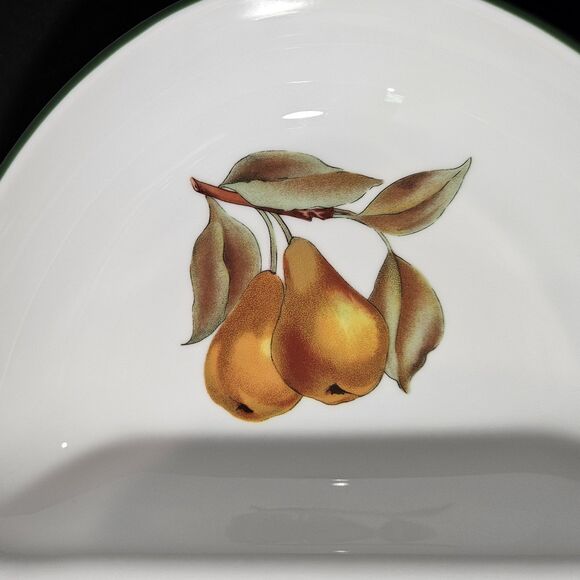 Royal Worcester Green Trim Divided Serving Dish Dinner Table Setting Plums Pear - Picture 3 of 8